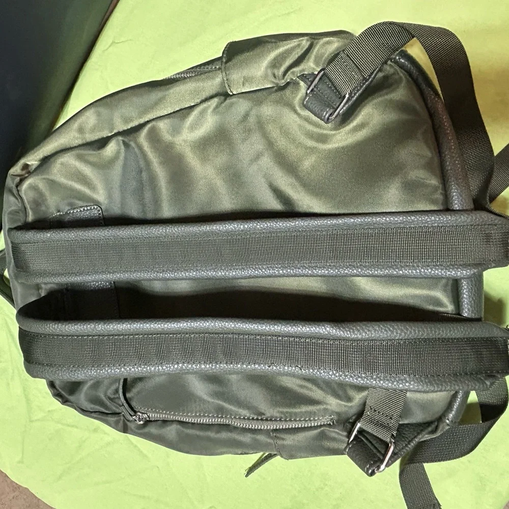 Laundry By Shelli Segal Olive Army Green Backpack w Leather Trim-NWOT-